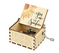 Xunboo Boîte à musique en bois à manivelle rétro avec inscription You Are My Sunshine Music Cadeau pour enfant, épouse, mari et amis (colorée)