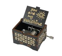 Xunboo Boîte à musique rétro en bois à manivelle avec inscription « You Are My Sunshine Music », cadeau pour enfant, épouse, mari et amis (Noir)