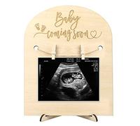 Xunboo Cadre d'annonce de grossesse en bois à ultrasons - Cadeau de fête prénatale pour future mère - Accessoire photo de médias sociaux (grande taille)