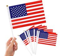 Xunerloy Lot de 20 drapeaux américains à main de 21 × 14 cm, drapeaux des États-Unis sur bâtons pour décorations de fête, fête de la culture, événements sportifs, jardin, rue, décorations intérieures