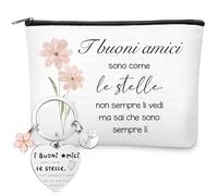 Xuniea 2 Pièces Cadeau de Noël pour les Amis Y Compris un Porte-Clés Ami et des Sacs à Cosmétiques Cadeaux d'Anniversaire Pour Amis Convient Pour Collègues et Amis pendant La Saison des Diplômes Noël