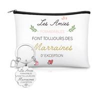 Xuniea 2 Pièces Cadeaux pour Marraine Comprend un Sac Cadeau Marraine et un Porte-Clés Marraine Sacs Cadeaux Adaptés pour Naissance Baptêmes, Communions, Anniversaires, Noël