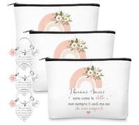 Xuniea 3 Coffrets Cadeaux d'Amitié pour Meilleures Amies Inclus : 3 Trousses de Toilette 3 Porte-Clés pour Le Bureau Cadeaux pour Femmes : Remise de Diplôme Anniversaire Noël Nouvel an Sœurs