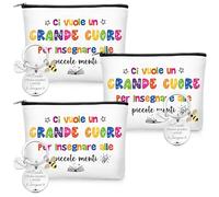 Xuniea 3 Set de Cadeaux d'Appréciation pour Enseignants Trousses à Cosmétiques Porte-Clés pour Professeurs Idées-Cadeaux de Remise des Diplômes Merci Adieu pour Maternelle École Primaire