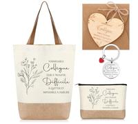 Xuniea 6 Pièces Cadeau Départ Collègue de Travail Cadeaux Souvenir FORMIDABLE Collègue Trousse à Maquillage Sac Cabas Porte-Clés Cadeau d'Adieu Employé Femme pour Anniversaire Retraite Noël