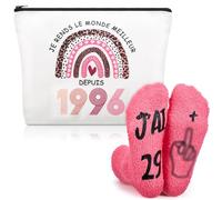 Xuniea Cadeau Anniversaire Femme 30 Ans - Trousse Maquillage & Chaussettes 1996, Idée Cadeau Originale Humour Femme Née en 1996, Set Accessoire 30e Anniversaire