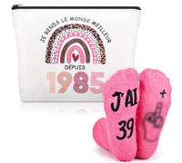 Xuniea Cadeau Anniversaire Femme 40 Ans - Trousse Maquillage & Chaussettes 1986, Idée Cadeau Originale Humour Femme Née en 1986, Set Accessoire 40e Anniversaire