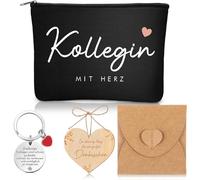 Xuniea Cadeau d'Adieu pour Un Collègue Trousse de Maquillage Porte-Clés Panneau en Bois avec Enveloppe Cadeau de Remerciement pour Un Collègue pour Un Départ à la Retraite Changement d'emploi