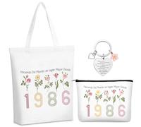 Xuniea Cadeau d'anniversaire pour Femme, Trousse de Maquillage Arc-en-Ciel, Sac en Toile, Porte-Clés en Acier Inoxydable, Cadeau pour Anniversaires Fêtes Départs Noël (40)