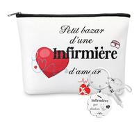 Xuniea cadeau pour infirmiere 1 Trousse Infirmière et 1 Porte-Clés pochette aide soignante cadeau pour Collègues Femmes Accessoire de Survie