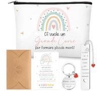 Xuniea Cadeaux d'Appréciation pour Les Enseignants Trousse de Maquillage et Porte-Clés de Remerciement pour Les Enseignants Marque-Page Enveloppes et Cartes de Remerciement Trousse(Grande Cuore)
