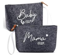 Xuniea Cadeaux pour Futures Mamans Femmes Enceintes Trousse à Maquillage en Feutre Cadeaux de Naissance Sac en Feutre pour Maman Cadeau de Grossesse pour Nouvelle Maman (Gris Foncé)