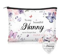 Xuniea Gifts to My Beautiful Gifts - 1 trousse de maquillage - 1 porte-clés - Cadeau idéal pour les petits-enfants, blanc, 23 x 16 cm, to My Beautiful Nanny