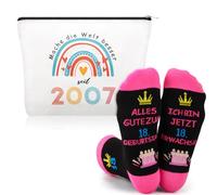 Xuniea Lot de 2 Cadeaux d'anniversaire Idéaux pour Femmes Compris Trousse de Maquillage et Chaussettes d'anniversaire pour Femmes (2007-18 Ans)