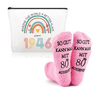 Xuniea Lot de 2 Cadeaux d'anniversaire Idéaux pour Femmes Compris Trousse de Maquillage et Chaussettes d'anniversaire pour Femmes (1946-80 Ans)
