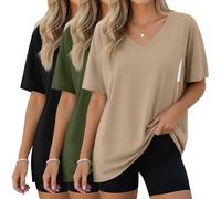 Xuniea Lot de 3 Hauts d'allaitement Oversize pour Femme, Coupe Ample, Manches Courtes, Fermetures éclair Invisibles(XXL,Kaki, Vert armée, Noir)