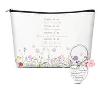 Xuniea Set de 2 Cadeaux Motivants pour Femmes Amies Collègues Trousse de Maquillage Inspirant Porte-clés à Breloques Fleuries Trousse de Toilette Florale pour Anniversaire Noël Collègue Adieu