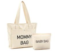 Xuniea Set de 2 Cadeaux pour Futures Mamans Grand Sac Seau en Velours Côtelé MOMMY BAG Trousse de Maquillage de Femme Enceinte BABY BAG Sac à Main Zippé pour Nouvelle Maman Femme Baby Shower Annonce