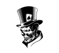 Xuniu Autocollant de Voiture de 11.3x17.6cm, Cartes de Jeu de tête de crâne squelettique de Joker, Style de Voiture