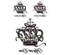 Xuniu Autocollants d'art de Corps de Tatouages temporaires imperméables Amovibles Roi et Reine Couronne