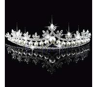 Xuniu Couronne de Cristal de mariée, Princesse de mariée Strass Perle Cheveux diadème Voile Voile Bandeau Couronne