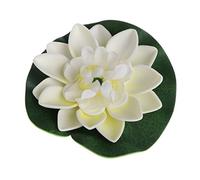 Xuniu Fleurs artificielles flottantes, lotus, nénuphars, parfaites pour décorer un jardin, un aquarium, un bassin, EVA, blanc, 10 cm