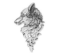 Xuniu Mode Broche Broche, Rétro Europe Loup Tête Badge Broche Revers Pin Hommes Femmes Chemise Costume Accessoire Argent