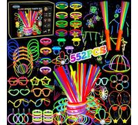 XUNIVERS 552 Pièces Bâtonnets Lumineux pour Enfants,Bracelet Fluorescent Lumineux,avec Connecteurs Faire des Lunettes Colliers Balles Boules,Pour Halloween,Noël,Anniversaires,Fournitures Fête Sombre