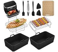 XUNIVERS Accessoires pour Air Fryer, Silicone Air Fryer Mould Accessories for Ninja Foodi AF400EU, Af400EU,Tower 7.6L/8L/9L/9.5L,Pain, Grille Racks etc,Sans BPA, Passe au Lave-Vaisselle