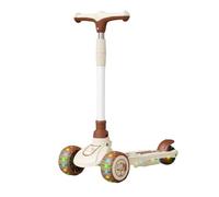 XUNJIE for Kids Scooter, Ages 3-12 Years Old Boys Girls, with Flashing LED Lights, 3 Levels Height Adjustable Scooter, Foldable (Brown,B)