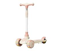 XUNJIE for Kids Scooter, Ages 3-12 Years Old Boys Girls, with Flashing LED Lights, 3 Levels Height Adjustable Scooter, Foldable (Pink,B)