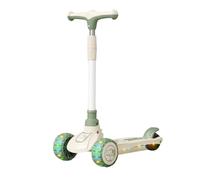 XUNJIE for Kids Scooter, Ages 3-12 Years Old Boys Girls, with Flashing LED Lights, 3 Levels Height Adjustable Scooter, Foldable (Green,B)