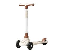 XUNJIE for Kids Scooter, Ages 3-12 Years Old Boys Girls, with Flashing LED Lights, 3 Levels Height Adjustable Scooter, Foldable (Brown,C)