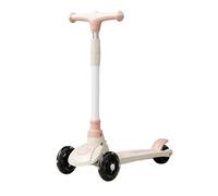 XUNJIE for Kids Scooter, Ages 3-12 Years Old Boys Girls, with Flashing LED Lights, 3 Levels Height Adjustable Scooter, Foldable (Pink,C)