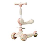 XUNJIE for Kids Scooter, Ages 3-12 Years Old Boys Girls, with Flashing LED Lights, 3 Levels Height Adjustable Scooter, Foldable (Pink,A)