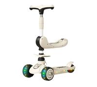 XUNJIE for Kids Scooter, Ages 3-12 Years Old Boys Girls, with Flashing LED Lights, 3 Levels Height Adjustable Scooter, Foldable (Black,A)