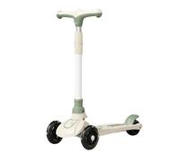 XUNJIE for Kids Scooter, Ages 3-12 Years Old Boys Girls, with Flashing LED Lights, 3 Levels Height Adjustable Scooter, Foldable (Green,C)