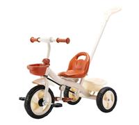 XUNJIE for Kids Tricycle, for 10 Month to 6 Year Old, 3 Wheel Pram, Reclining Backrest, Lightweight, Stylish & Practical (Beige,Classic)