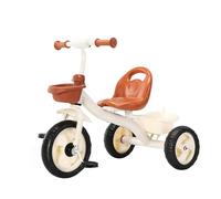 XUNJIE for Kids Tricycle, for 10 Month to 6 Year Old, 3 Wheel Pram, Reclining Backrest, Lightweight, Stylish & Practical (Classic Beige)