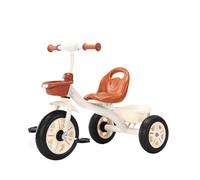 XUNJIE for Kids Tricycle, for 10 Month to 6 Year Old, 3 Wheel Pram, Reclining Backrest, Lightweight, Stylish & Practical (Luxury Beige)