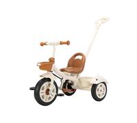 XUNJIE for Kids Tricycle, for 10 Month to 6 Year Old, 3 Wheel Pram, Reclining Backrest, Lightweight, Stylish & Practical (Beige)