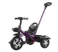 XUNJIE for Kids Tricycle, for 10 Month to 6 Year Old, 3 Wheel Pram, Reclining Backrest, Lightweight, Stylish & Practical (Purple,Luxury)
