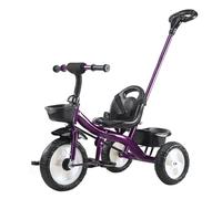 XUNJIE for Kids Tricycle, for 10 Month to 6 Year Old, 3 Wheel Pram, Reclining Backrest, Lightweight, Stylish & Practical (Purple,Classic)