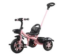XUNJIE for Kids Tricycle, for 10 Month to 6 Year Old, 3 Wheel Pram, Reclining Backrest, Lightweight, Stylish & Practical (Pink,Luxury)