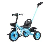 XUNJIE for Kids Tricycle, for 10 Month to 6 Year Old, 3 Wheel Pram, Reclining Backrest, Lightweight, Stylish & Practical (Blue,Classic)