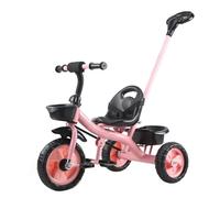 XUNJIE for Kids Tricycle, for 10 Month to 6 Year Old, 3 Wheel Pram, Reclining Backrest, Lightweight, Stylish & Practical (Pink,Classic)