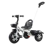 XUNJIE for Kids Tricycle, for 10 Month to 6 Year Old, 3 Wheel Pram, Reclining Backrest, Lightweight, Stylish & Practical (White)