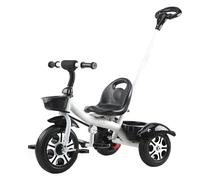 XUNJIE for Kids Tricycle, for 10 Month to 6 Year Old, 3 Wheel Pram, Reclining Backrest, Lightweight, Stylish & Practical (White,Luxury)
