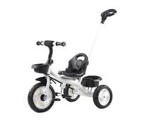 XUNJIE for Kids Tricycle, for 10 Month to 6 Year Old, 3 Wheel Pram, Reclining Backrest, Lightweight, Stylish & Practical (White,Classic)