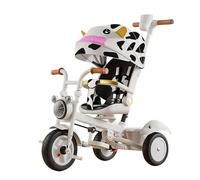 XUNJIE for Kids Tricycle, Robust All Terrain Pushchair, 3 Wheel Pram, Reclining Backrest, Lightweight, Stylish & Practical (Cute Tiger Baby)